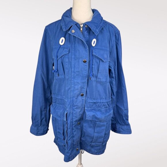 J.Crew Blue Utility Cargo Jacket Cotton Safari Style Small - Picture 1 of 10